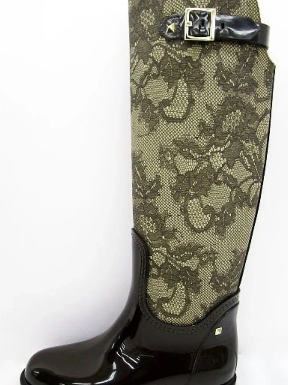Valentino Garavani Regina Regis Lace Print Rain Boots Black EU 36 US 6